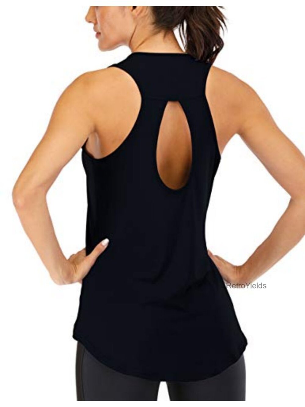 Women's Loose Fit Backless Yoga Tank Top with Open Back